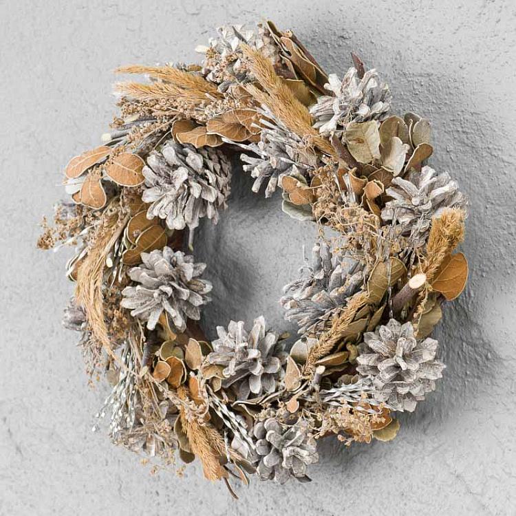 Dried Leafes And Grasses Cone Wreath 30 cm