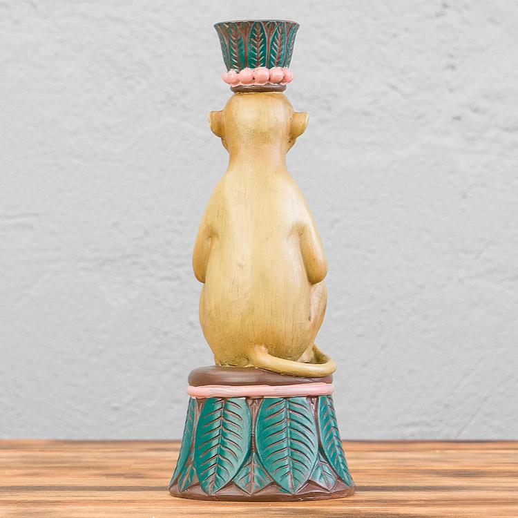 Подсвечник бежево-розово-зелёный Обезьяна Monkey Candle Holder Brown-Green-Pink