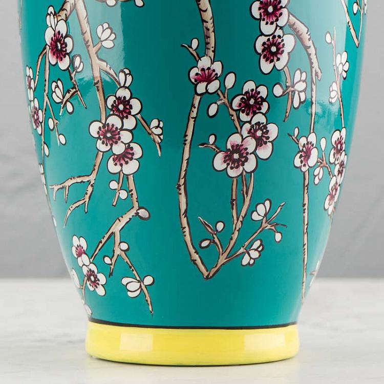 Ваза Сакура бирюзовая с жёлтым Vase Sakura Blue Yellow