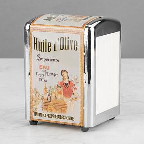 Huile D'Olive Napkin Dispenser With Paper Napkins