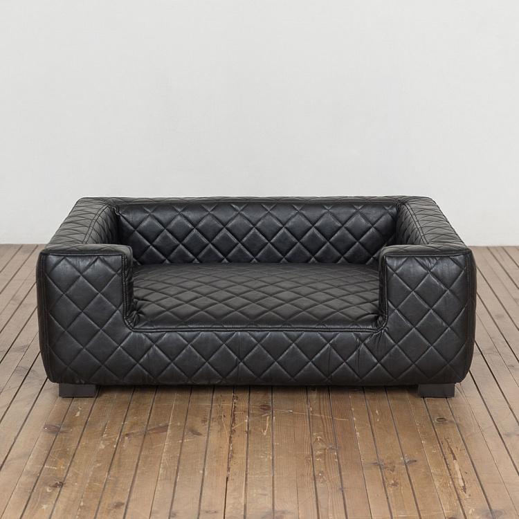 Чёрный диван для собак/кошек Эдоардо с прострочкой Бентли, M Edoardo Sofa Medium, Faux Leather Black