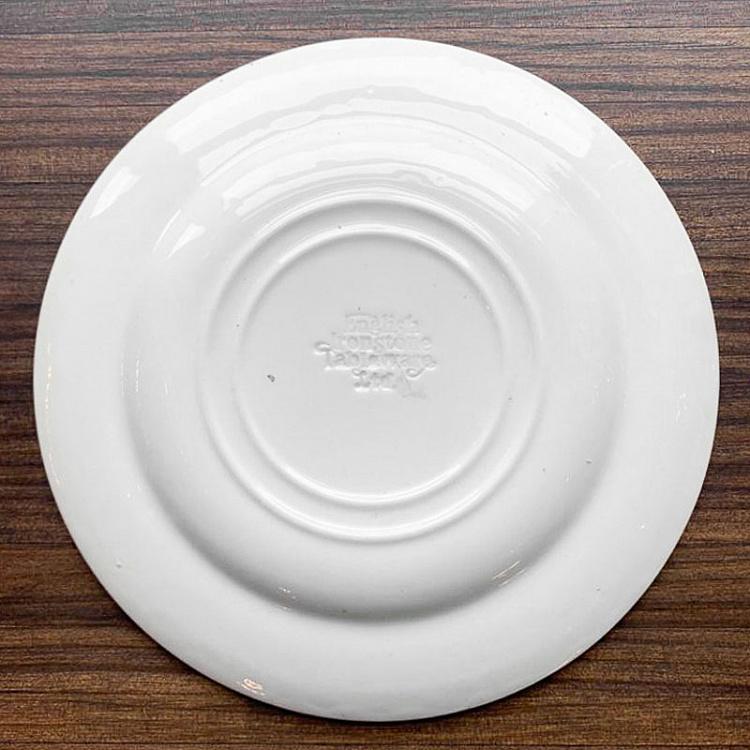 Винтажная тарелка белая с голубым мотивом 15, M Vintage Plate Blue White Medium 15