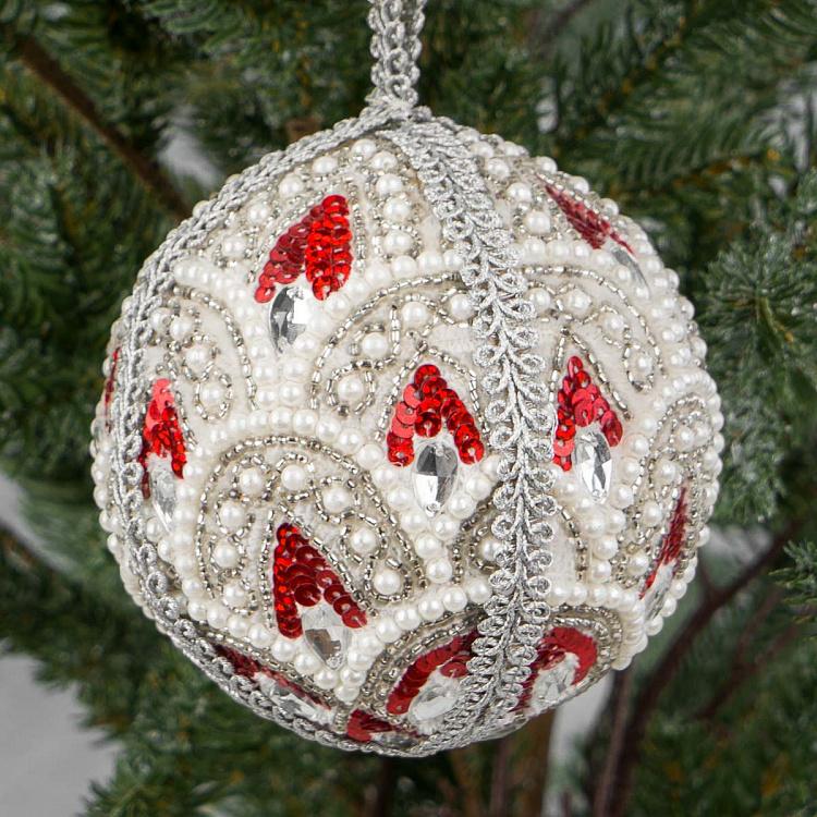 Pearls Ornament Ball Silver 10 cm