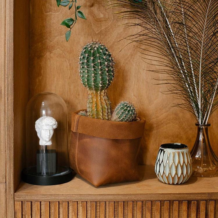 Корзина для хранения Leather Storage Basket Small натуральная кожа Caramel - ракурс 5