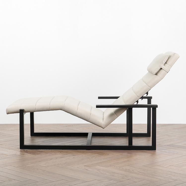 Садовый шезлонг-лежак Roxy Lounger, Black акриловая ткань Light Stone - ракурс 4