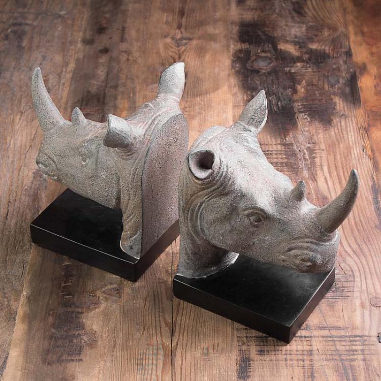 Набор из 2-х держателей для книг Носороги Bookend Rhino Heads