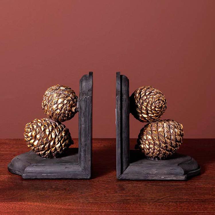 Набор из двух держателей для книг Сосновые шишки Bookends Pinecones