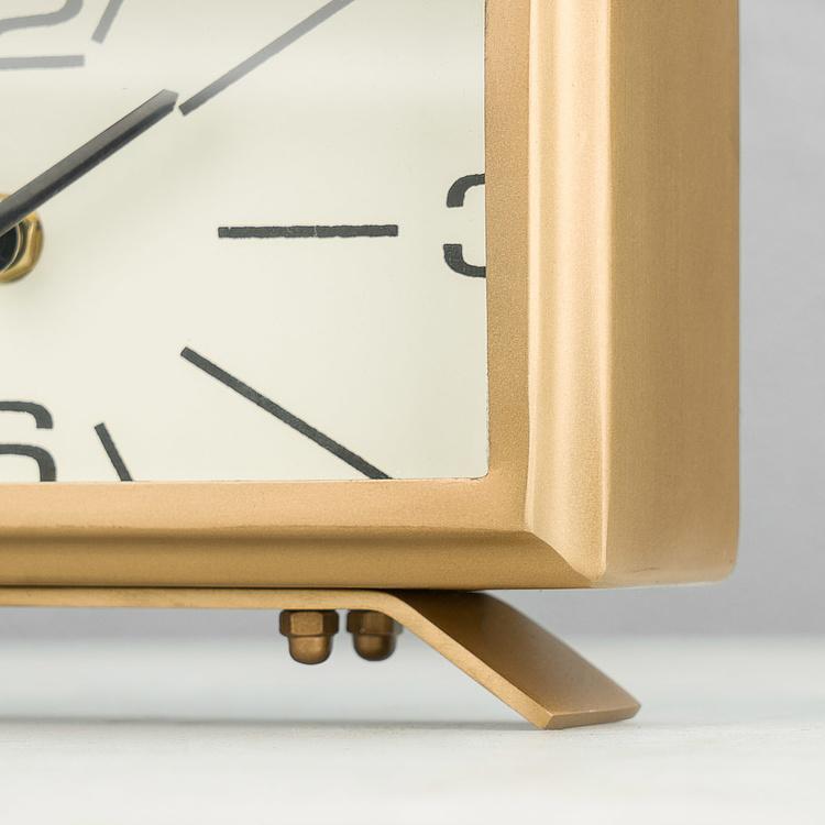 Прямоугольные настольные часы латунного цвета в винтажном стиле Rectangular Brass Patina Clock
