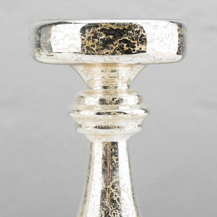 Набор из двух подсвечников цвета шампань Set Of 2 Glass Antique Candle Holder Silver Champagne