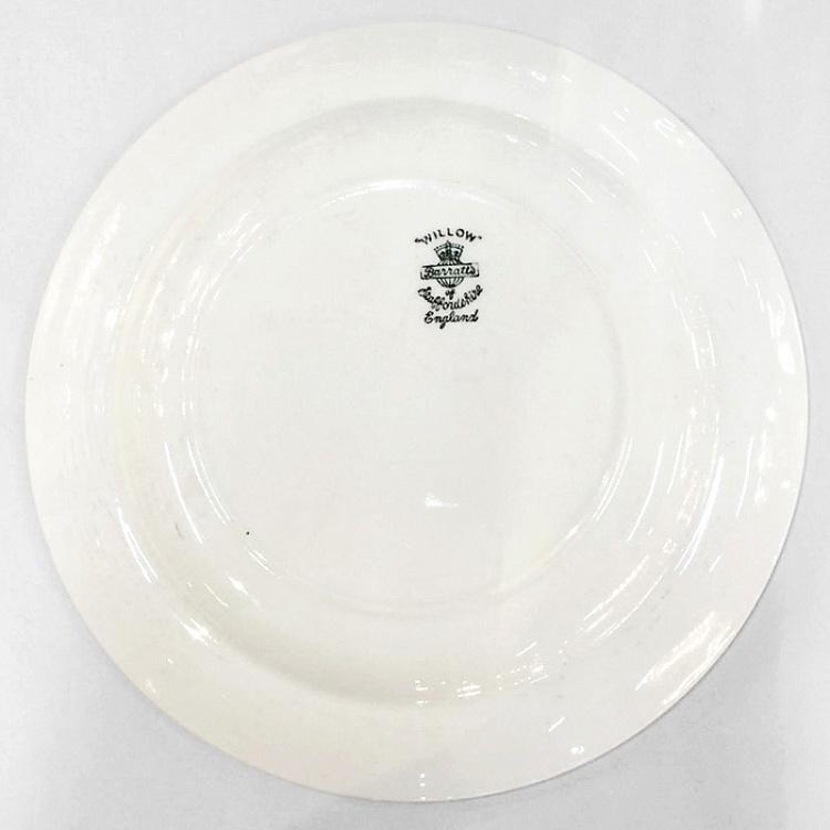 Винтажная тарелка белая с голубым мотивом 21, M Vintage Plate Blue White Medium 21