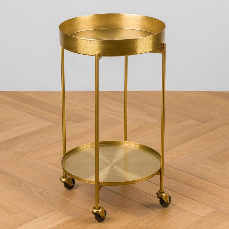 Барная сервировочная тележка золотого цвета Bar Trolley Gold