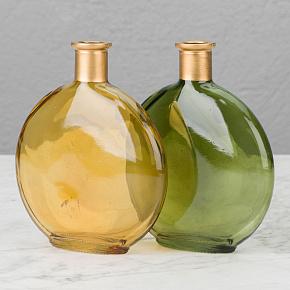Set Of 2 Decorative Vases Yellow Green