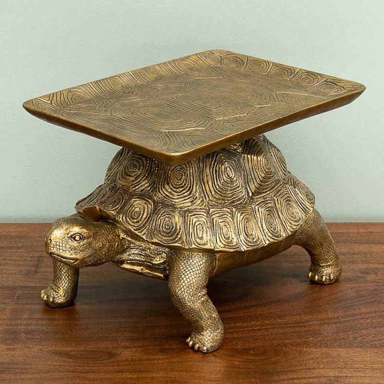Antique Gold Turtle With Tray