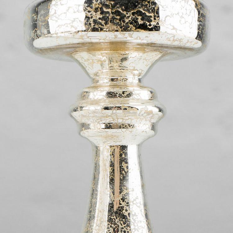 Набор из двух подсвечников цвета шампань Set Of 2 Glass Antique Candle Holder Silver Champagne