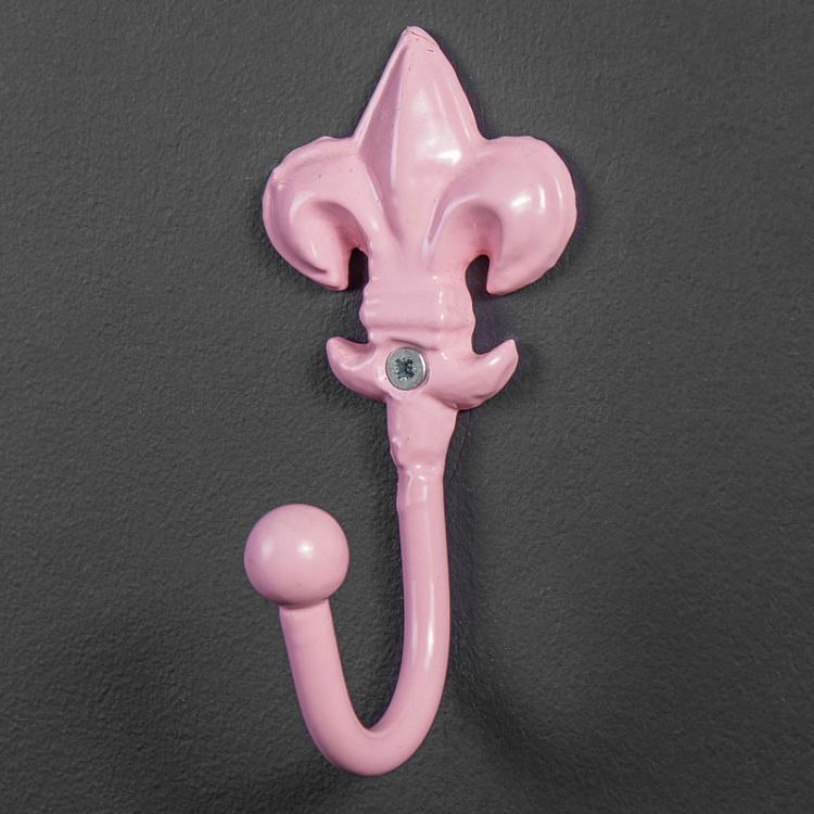 Однорожковый железный крючок Королевская лилия розового цвета, XS Mini Hook Fleur De Lis Iron Pink