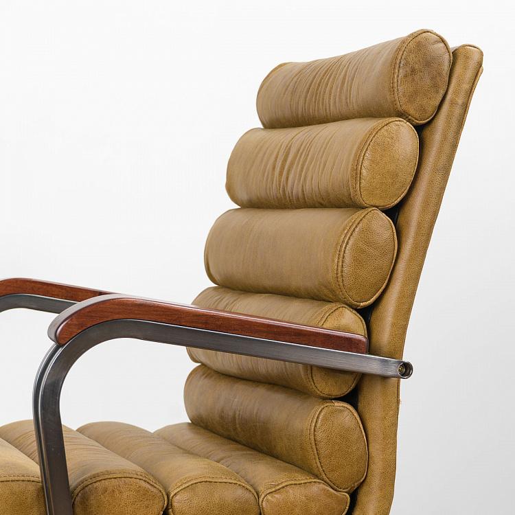 Рабочее кресло Турин, красно-коричневые подлокотники Ufficio Torino Armchair, Red Brown Wood D