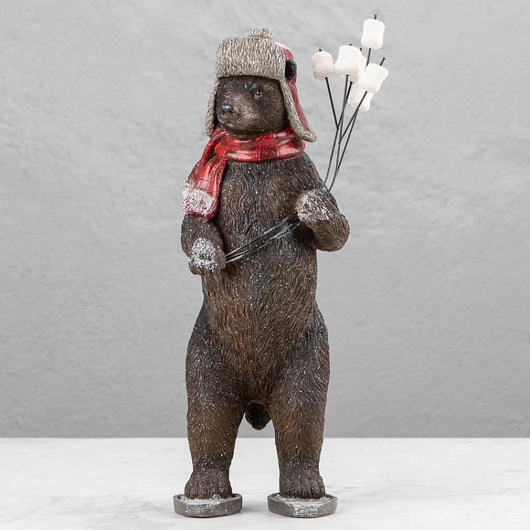 Новогодняя фигурка Медведь с маршмеллоу Country Bear With Marshmallow Brown 39 cm
