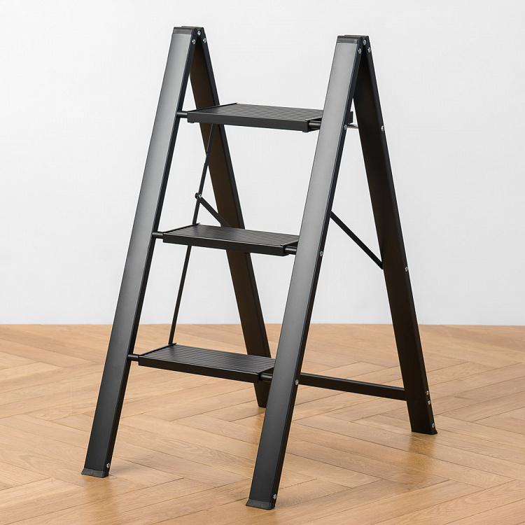 Чёрная стремянка Леонардо с тремя ступенями Leonardo Stepladder 3 Steps Black