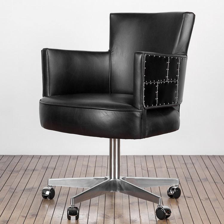 Рабочее кресло на колесиках Суиндерби, чёрная металлическая отделка Swinderby Office Chair, Black Spitfire