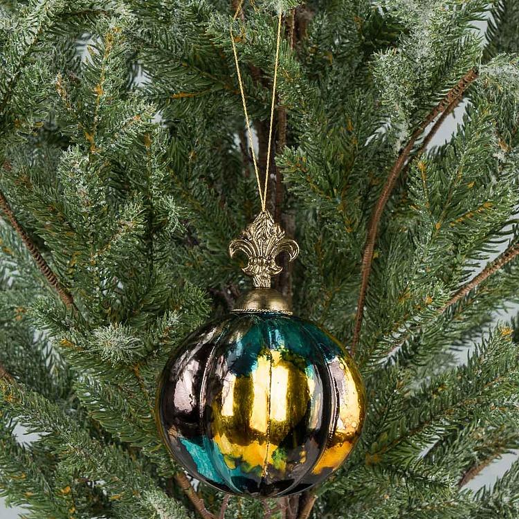 Ёлочная игрушка Шар алхимика, M Metal Base Ball Mercury Blue 10 cm