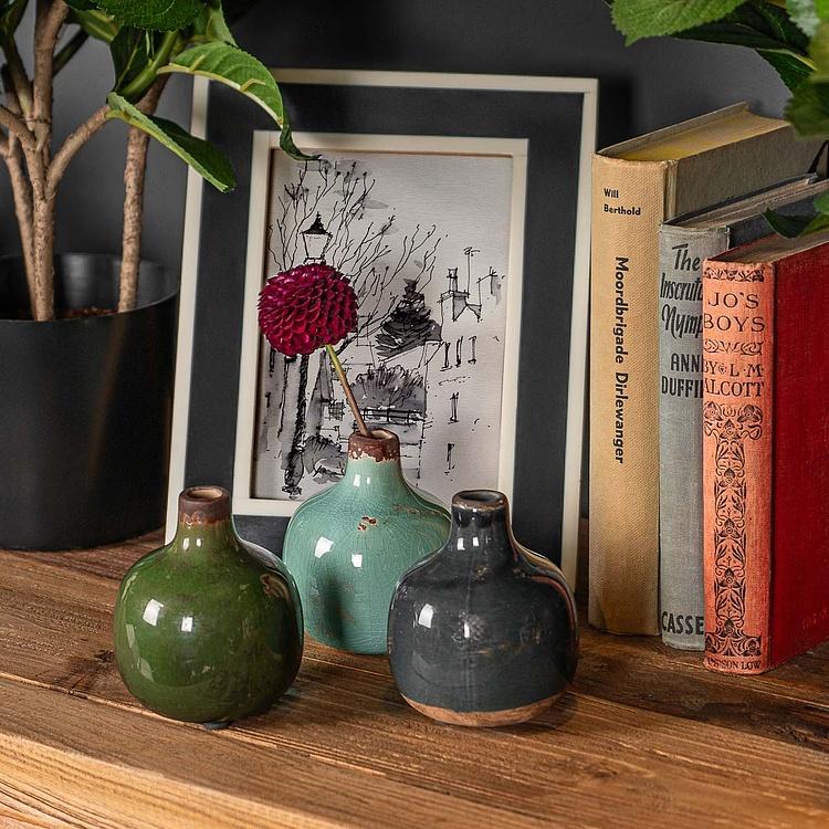 Керамическая тёмно-серая мини-ваза Ceramic Vase Grey And Black Mini