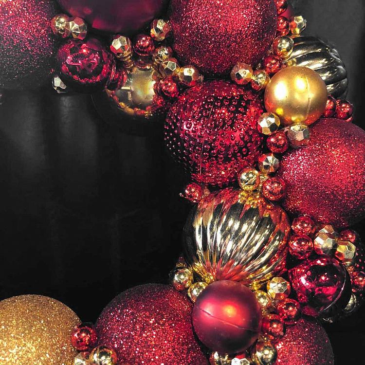 Венок с красными и золотыми шарами Wreath With Balls 27,5 cm