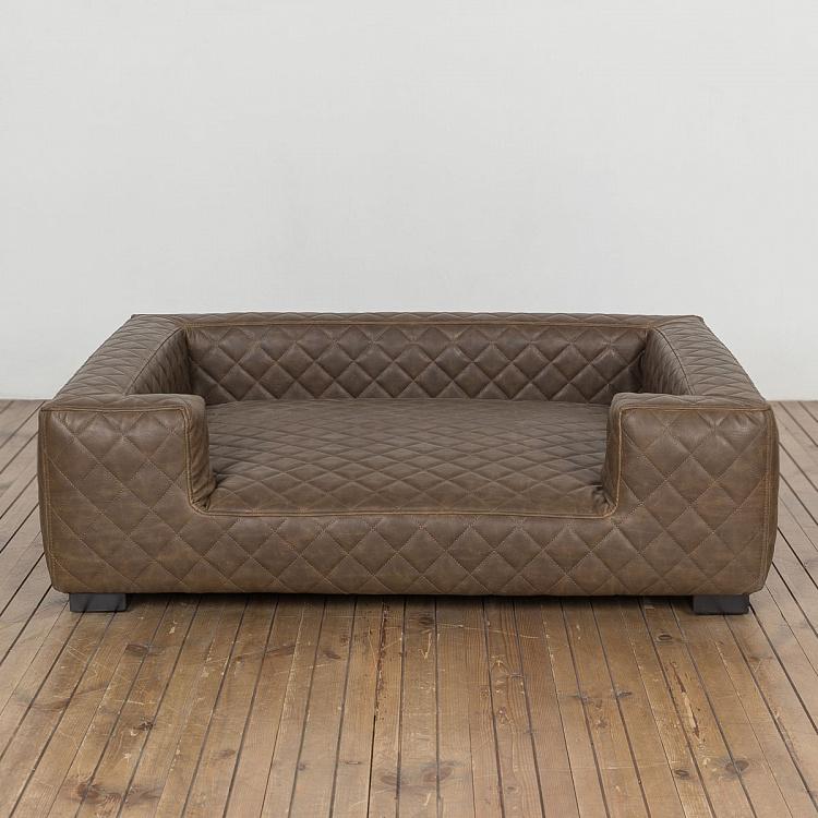 Коричневый диван для собак/кошек Эдоардо с прострочкой Бентли, L Edoardo Sofa Large, Charcoal Bentley Stitch