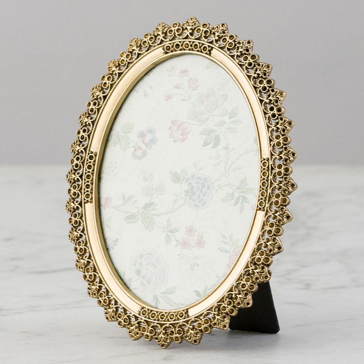 Golden Flowery Oval Photo Frame