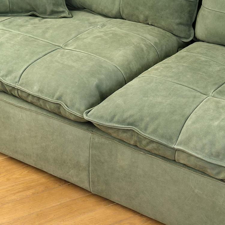 Трёхместный кожаный диван Сити, ножки цвета латуни City 3 Seater, Brass Metal Leather RM