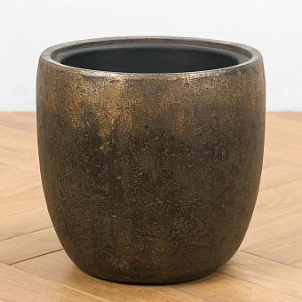 Кашпо Effectory Metal Bowl Pot Rough Gold Patina Small