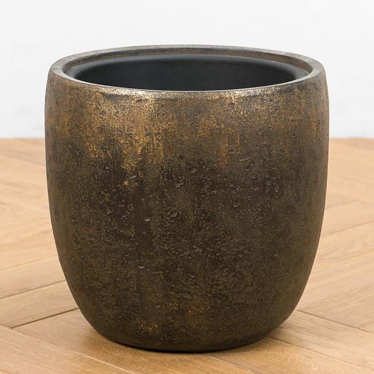 Кашпо-чаша Эффектори Металл, золотая патина, S Effectory Metal Bowl Pot Rough Gold Patina Small