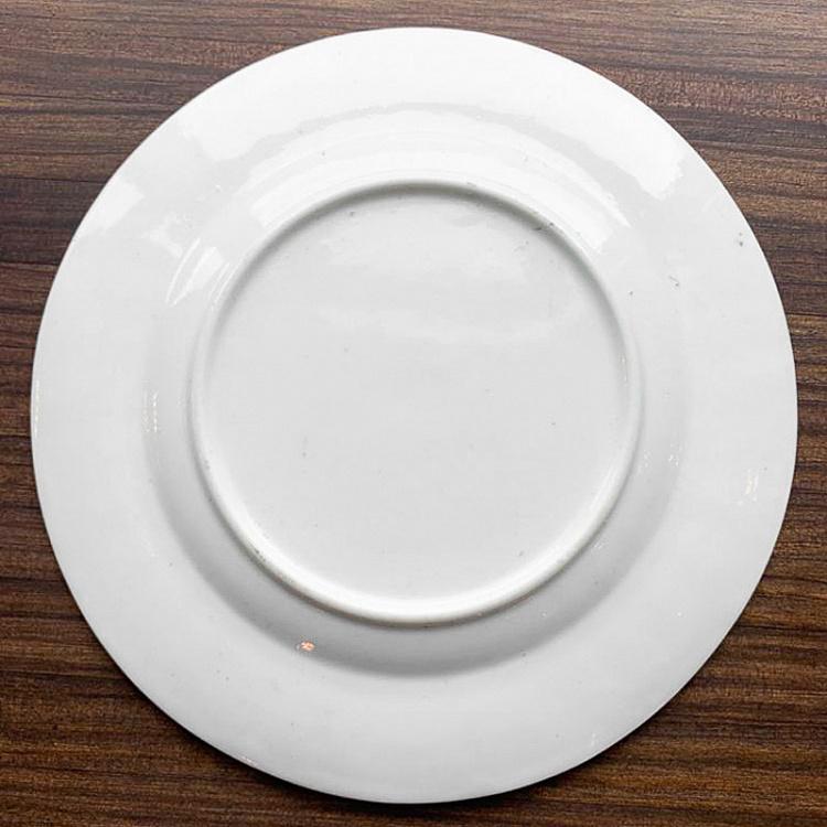 Винтажная тарелка белая с голубым мотивом 12, M Vintage Plate Blue White Medium 12