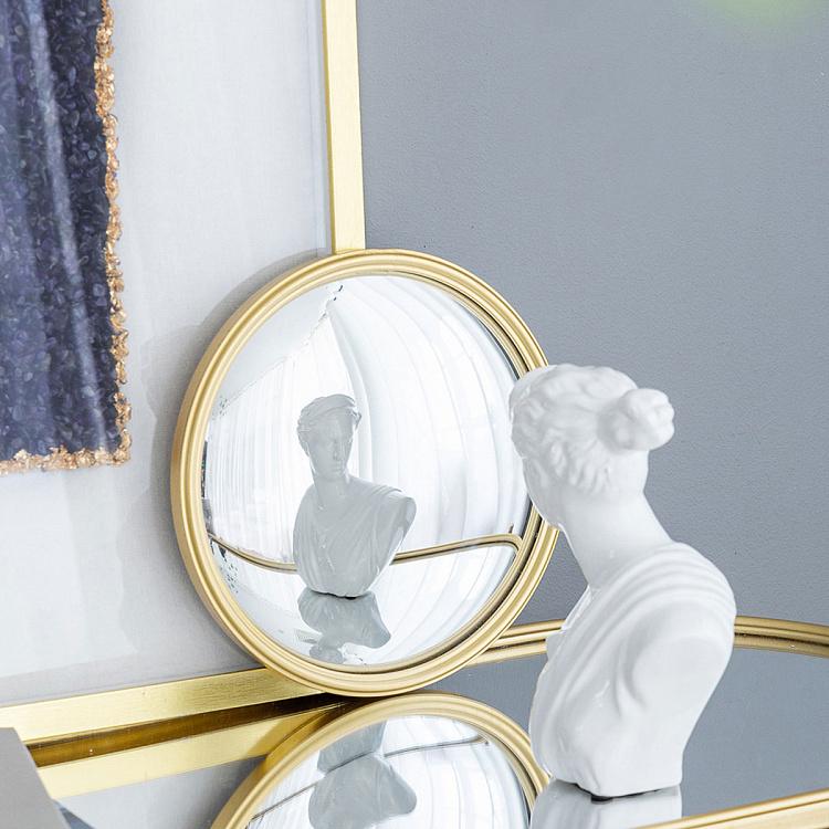 Круглое выпуклое зеркало в золотистой раме, S Gold Frame Convex Mirror Small