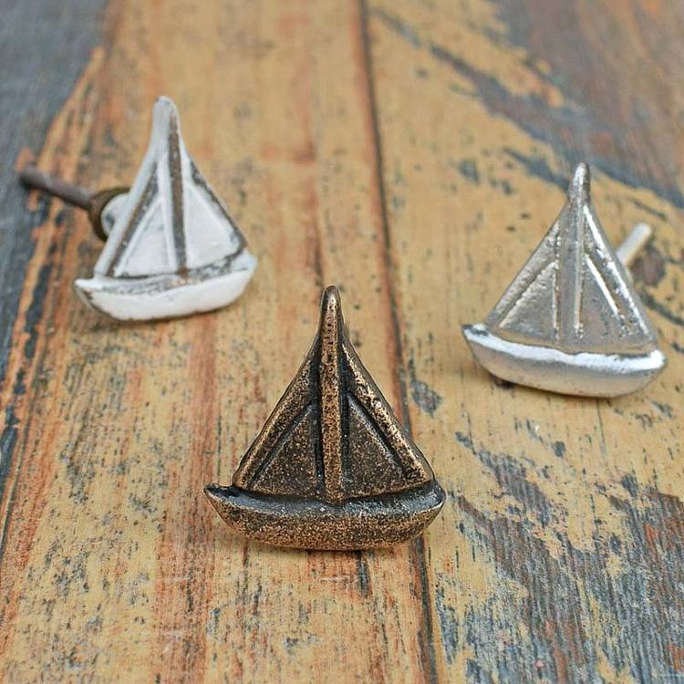 Мебельная ручка Парусник серебряный Sailboat Knob Silver