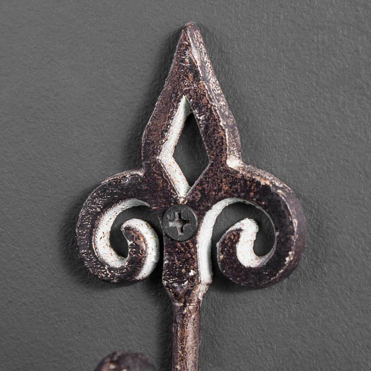 Однорожковый крючок Королевская лилия 2 из состаренного железа, XS Mini Hook Fleur De Lis 2 Iron Antic