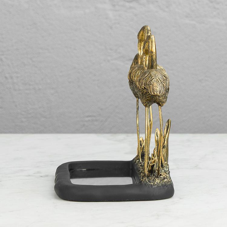 Подставка для мелочей Фламинго у зеркального пруда Golden Flamingos With Mirror Pond