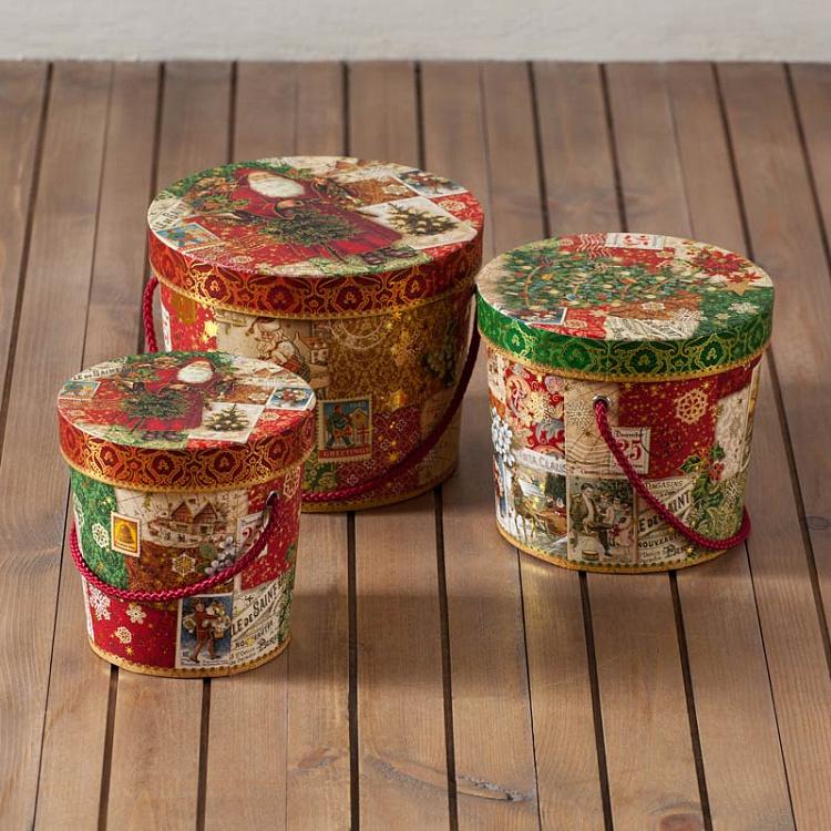 Круглая подарочная коробка Рождество, L Nest Treat Box Xmas Victoriana Large