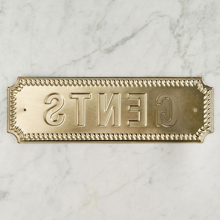 Металлическая табличка Джентльмены Brass Sign Gents