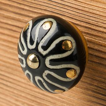 Flower Vintage Knob Black