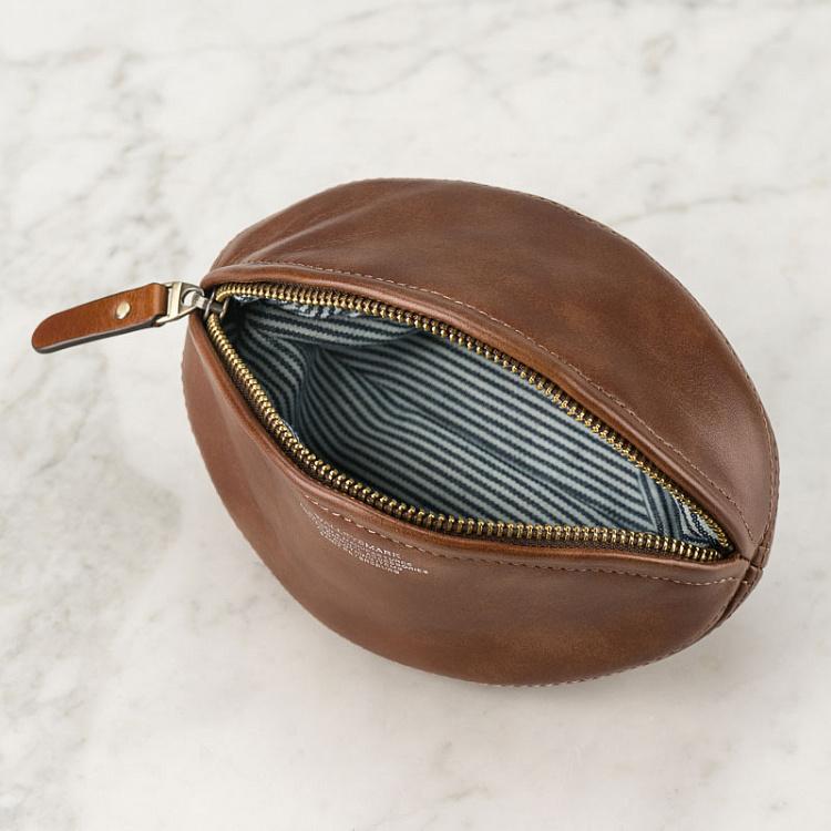 Песочно-коричневый кожаный кошелёк-мяч Оболенский Компакт Skid Obolensky Compact, Sabbia
