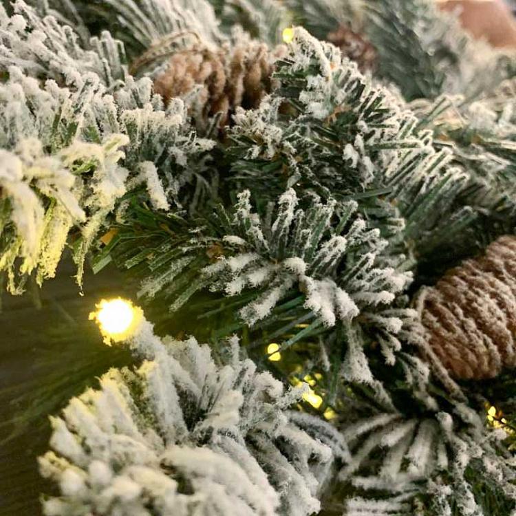Новогоднее украшение с подсветкой Снег на ёлке, M 35 Led Light Flock Pine Snowflake Battery Operated 46 cm