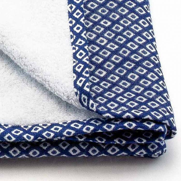 Махровое полотенце для рук и лица Японский узор Хиши, 50x100 см Japanese Fine Pattern Hishi Dark Blue 50x100 cm