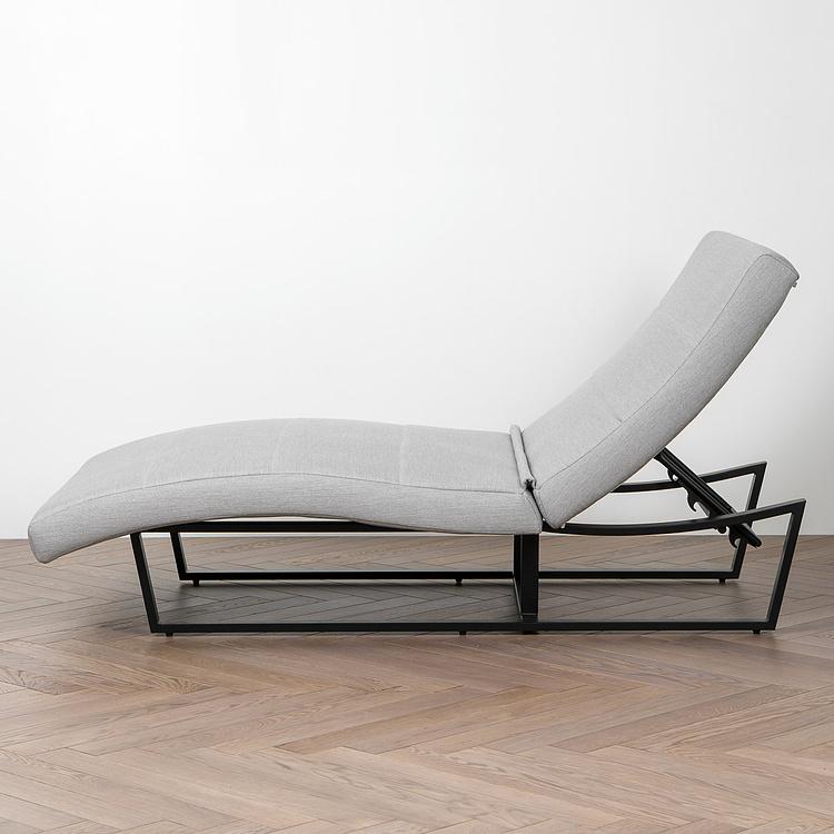 Садовый шезлонг-лежак Wave Lounger, Black акриловая ткань Lead Chine - ракурс 3