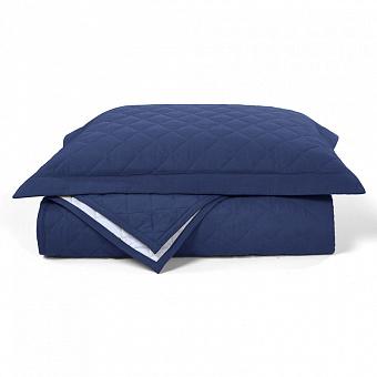 Hampton Linen Quilted Bed Cover Set Deep Blue 240x260 cm