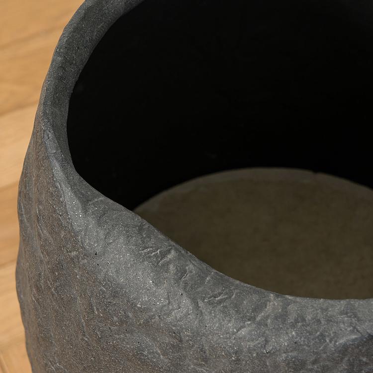 Высокое тёмно-серое кашпо-чаша Эффектори Органик, S Effectory Organic Tall Bowl Dark Gray Small