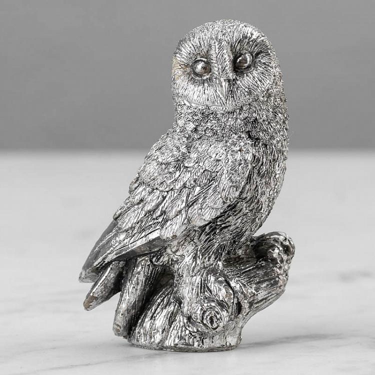 Silver Owl On The Branch 8 cm