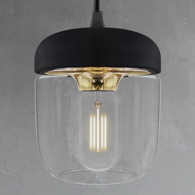 Acorn Black Brass Hanging Lamp With Black Cord