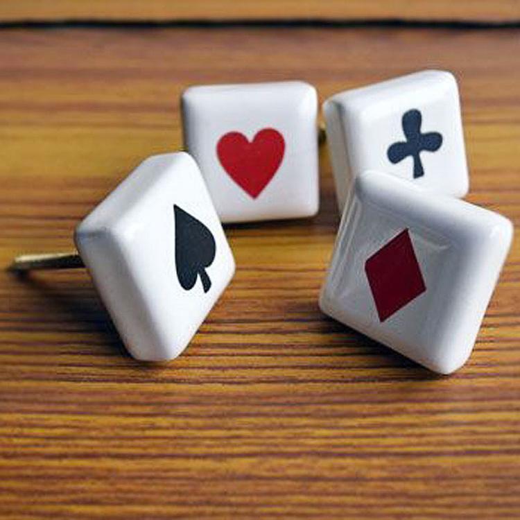 Керамическая мебельная ручка с мастью Трефы Club Playing Cards Ceramic Knob