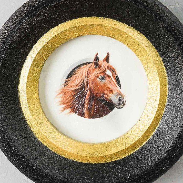 Картина в круглой раме Коричневая лошадь Brown Horse Painting In Round Frame