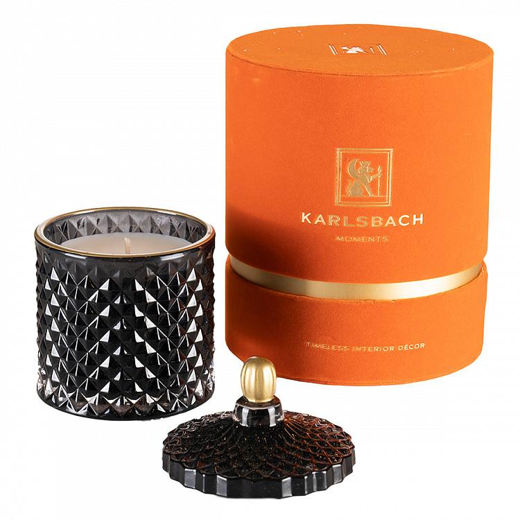 Арома-свеча в чёрном фасетном стакане Блу Колье Дрифтвуд, S Aroma Candle In Black Faceted Glass Blue Collier Driftwood Small